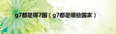 ​g7是哪七国集团峰会_g7都是哪些国家的