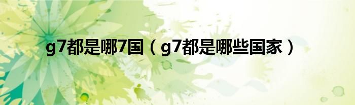 g7是哪七国集团峰会_g7都是哪些国家的