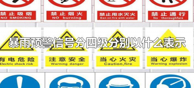 ​暴雨预警信号分四级分别以什么表示（暴雨预警信号分四个等级）