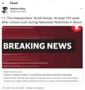 ​英国媒体将首尔踩踏事故报道成香港（这家英国小报竟写＂香港踩踏死了150余人＂