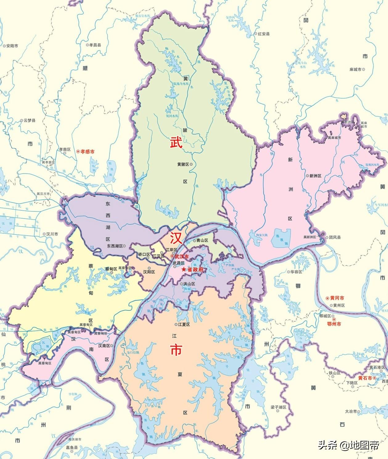 汉口有几个区地图（汉口是武汉的哪个区）(图9)