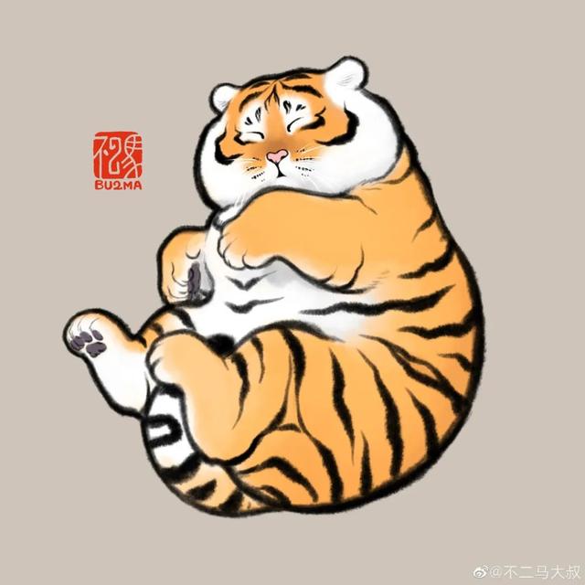 苏柏斗工笔画老虎 他靠画养膘老虎(16)