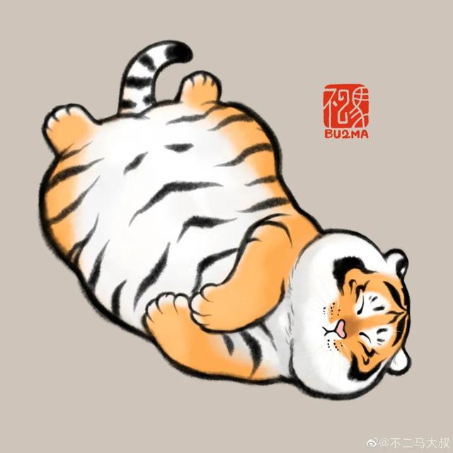 苏柏斗工笔画老虎 他靠画养膘老虎(19)