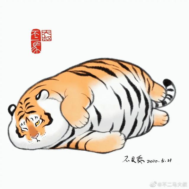 苏柏斗工笔画老虎 他靠画养膘老虎(18)