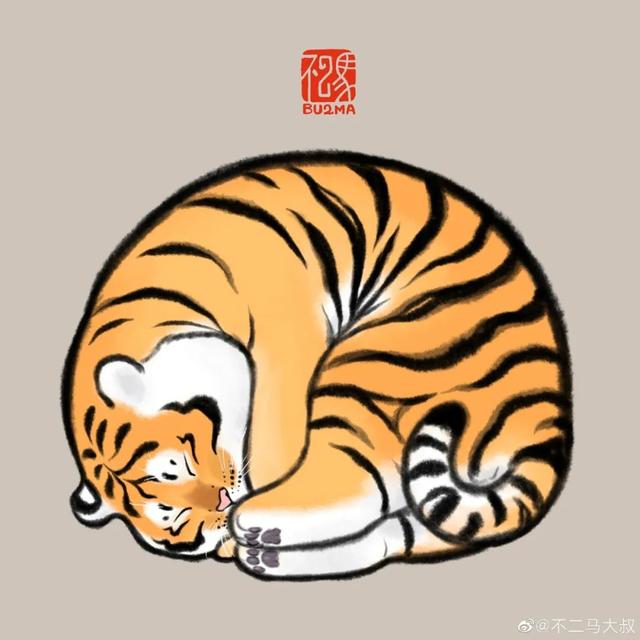 苏柏斗工笔画老虎 他靠画养膘老虎(15)