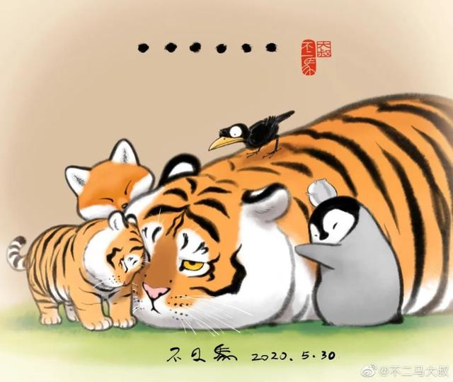 苏柏斗工笔画老虎 他靠画养膘老虎(23)