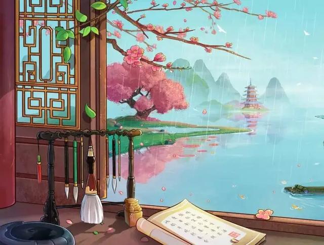 桃花红杏花白经典诗句（小楼一夜听春雨）(2)