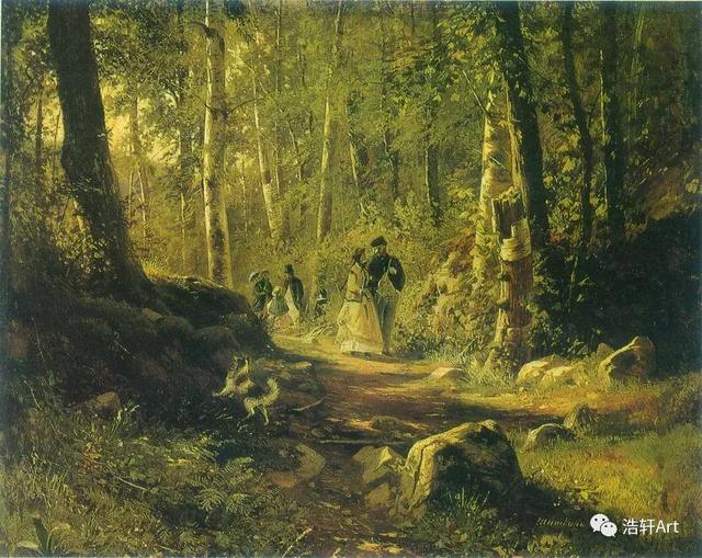 希施金油画风景高清细节（森林的歌手希施金的油画素描作品欣赏）(10)